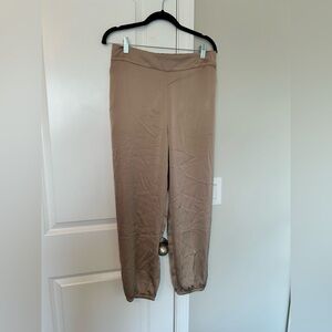Express Light Brown Relaxed Satin Pants